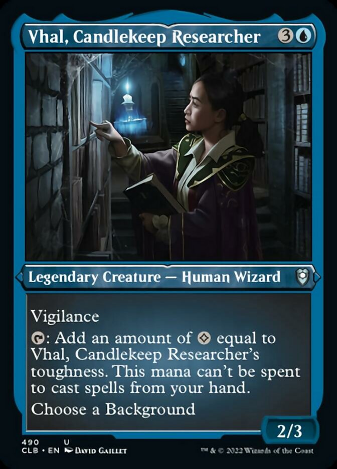 Vhal, Candlekeep Researcher (Foil Etched) [Commander Legends: Battle for Baldur's Gate]